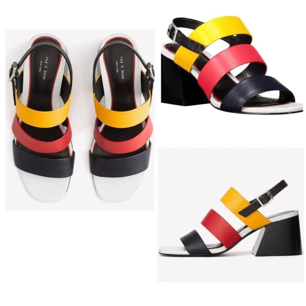 rag & bone Tricolor Block Heel Sandals in Yellow, Red & Black